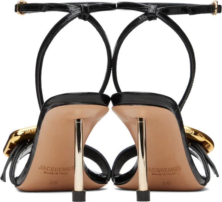 JACQUEMUS Black Les Sculptures 'Les sandales Regalo' Heeled Sandals - Image 2