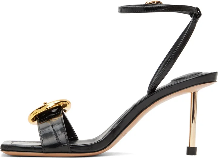 JACQUEMUS Black Les Sculptures 'Les sandales Regalo' Heeled Sandals - Image 3