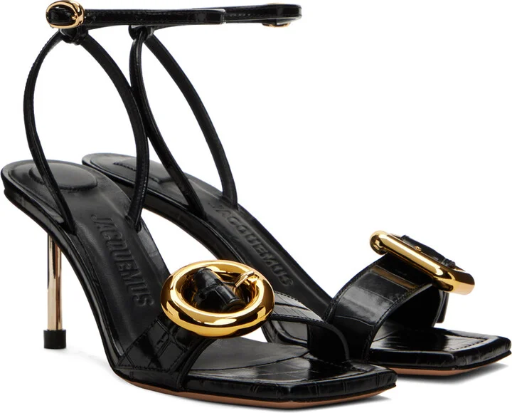 JACQUEMUS Black Les Sculptures 'Les sandales Regalo' Heeled Sandals - Image 4