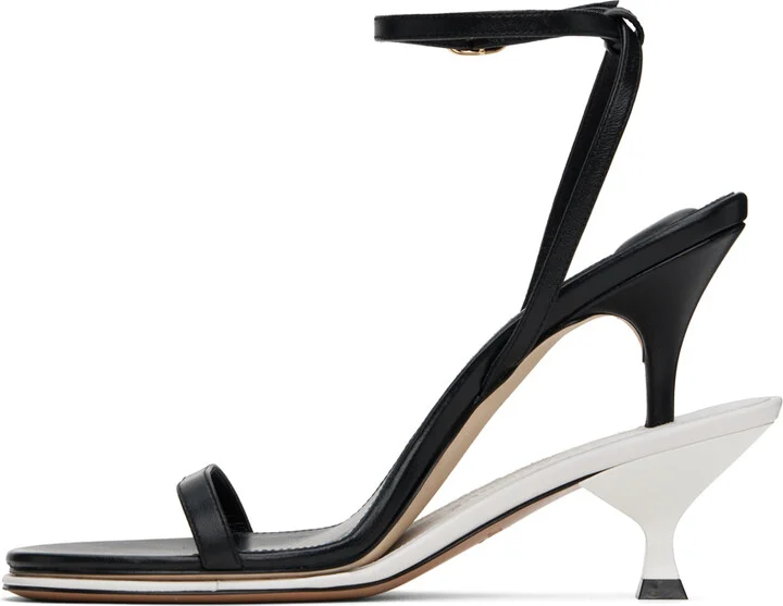 JACQUEMUS Black & White Les Sculptures 'Les doubles sandales' Heeled Sandals - Image 3