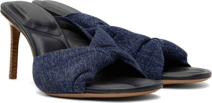 JACQUEMUS Blue Le Raphia 'Les Mules Bagnu' Heeled Sandals - Image 4