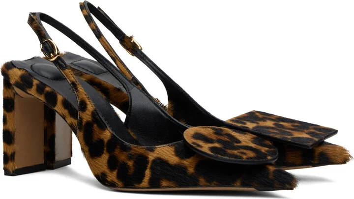 JACQUEMUS Brown & Black Les Sculptures 'Les slingbacks Duelo hautes' Heels - Image 4