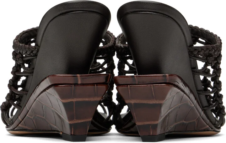 JACQUEMUS Brown La Croisière 'The double woven' Mules - Image 2