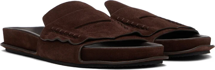 JACQUEMUS Brown Suede Loafer Sandals - Image 4