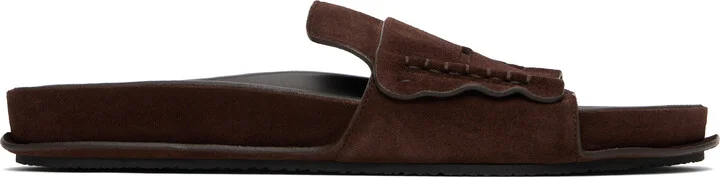 JACQUEMUS Brown Suede Loafer Sandals