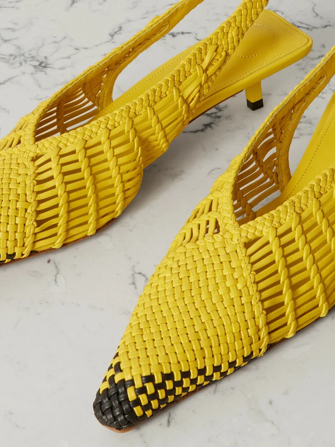 Jacquemus - Cubisto Banane Leather Slingback Pumps - Yellow - Image 4