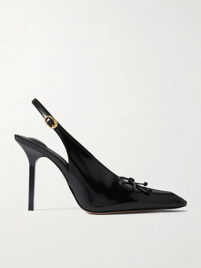 Jacquemus - Cubisto Bow-detailed Leather Slingback Pumps - Black