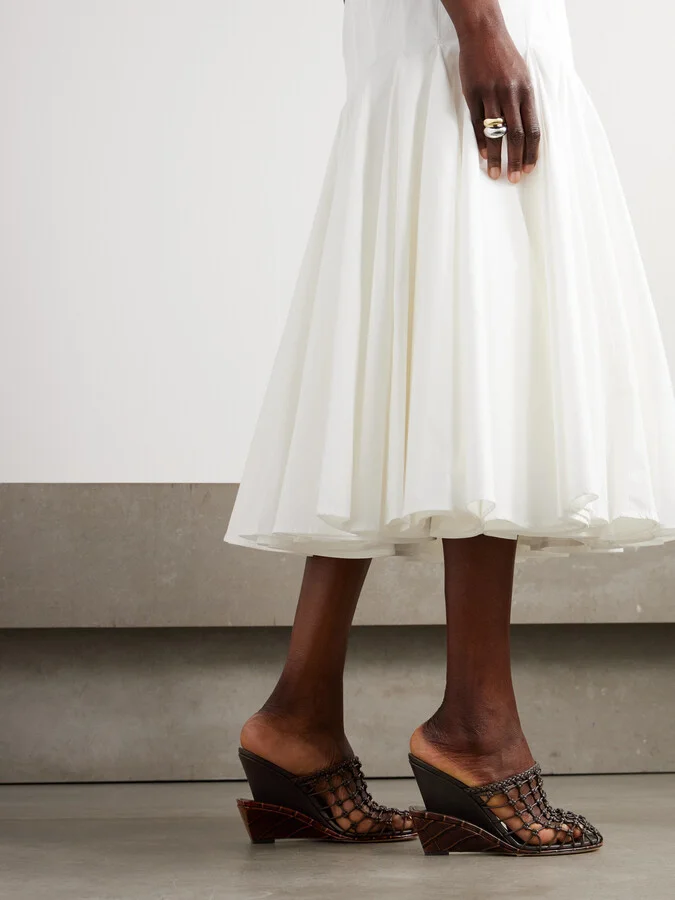 Jacquemus - Double Tressées Knotted Leather Wedge Mules - Brown - Image 2