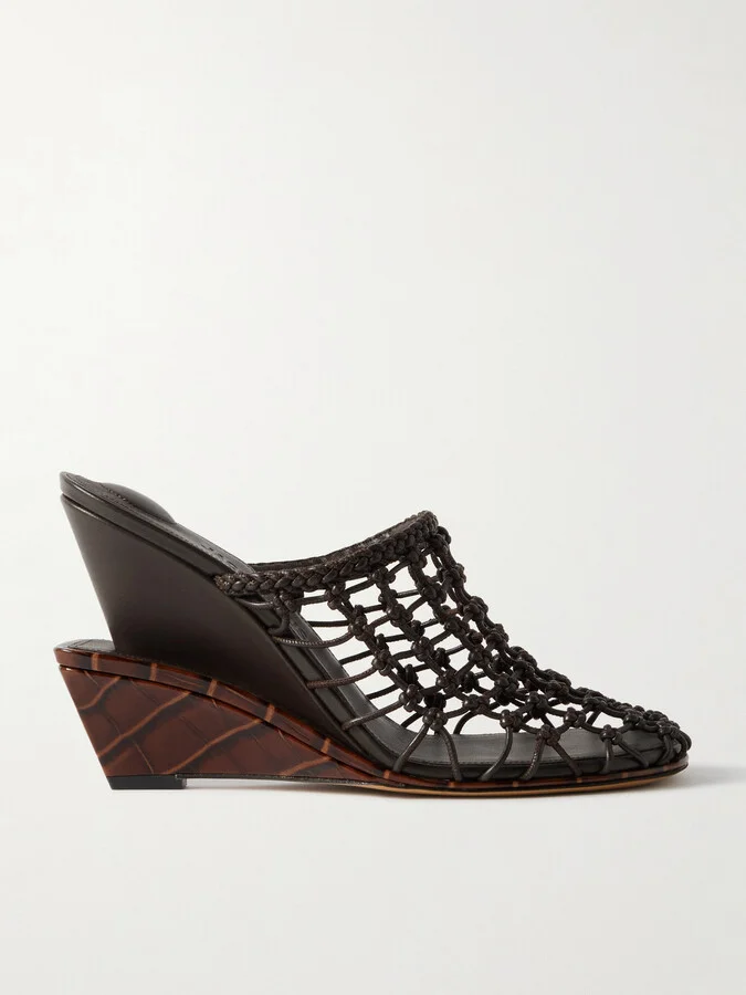 Jacquemus - Double Tressées Knotted Leather Wedge Mules - Brown