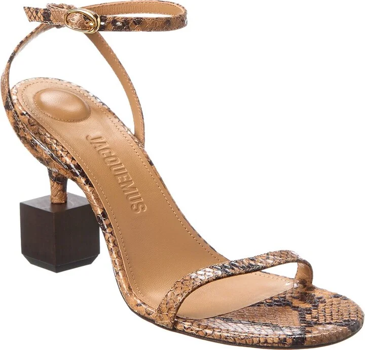 Jacquemus Les Bisou Python-Embossed Leather Sandal