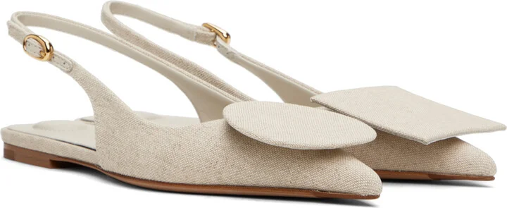 JACQUEMUS Off-White La Casa 'Les slingbacks Duelo plates' Ballerina Flats - Image 4