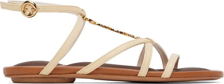 JACQUEMUS Off-White Le Raphia 'Les Sandales Pralu Plates' Sandals