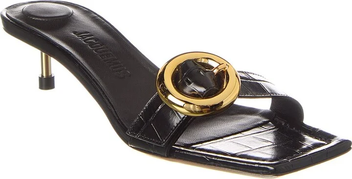 Jacquemus Regalo Basses Croc-Embossed Leather Sandal