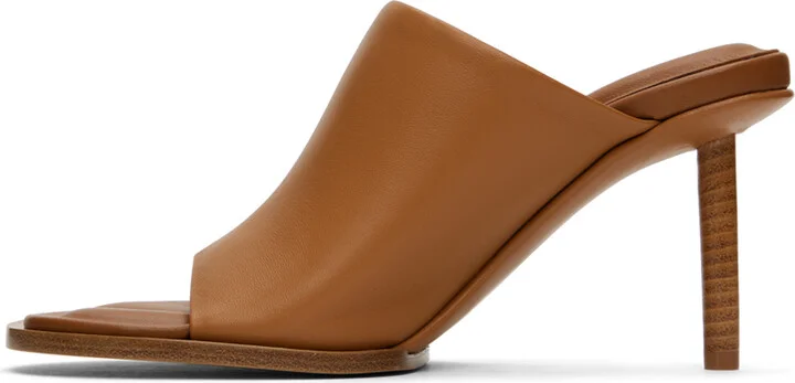 JACQUEMUS Tan 'Les mules rond carré' Heeled Sandals - Image 3