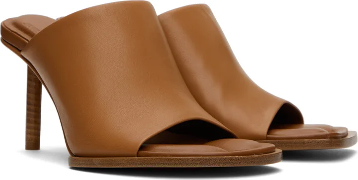 JACQUEMUS Tan 'Les mules rond carré' Heeled Sandals - Image 4