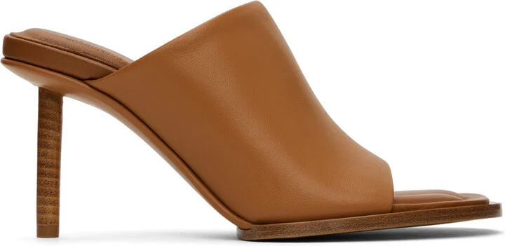 JACQUEMUS Tan 'Les mules rond carré' Heeled Sandals