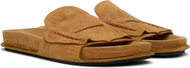 JACQUEMUS Tan Suede Loafer Sandals - Image 4