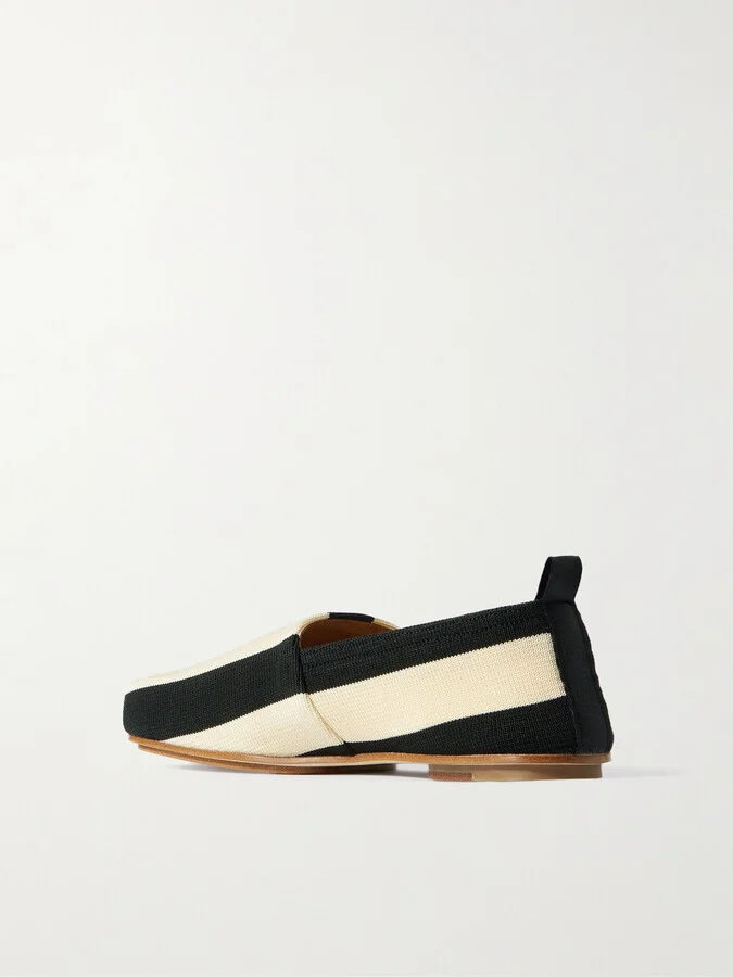 Jacquemus - The Carré Striped Knitted Flats - Black - Image 3