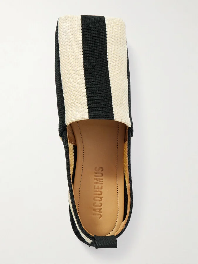 Jacquemus - The Carré Striped Knitted Flats - Black - Image 5