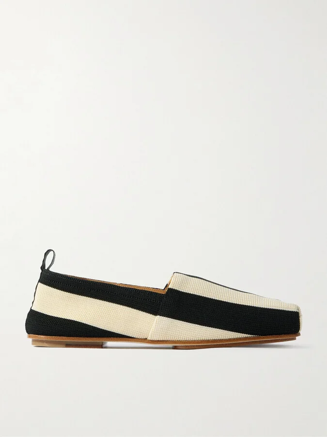 Jacquemus - The Carré Striped Knitted Flats - Black