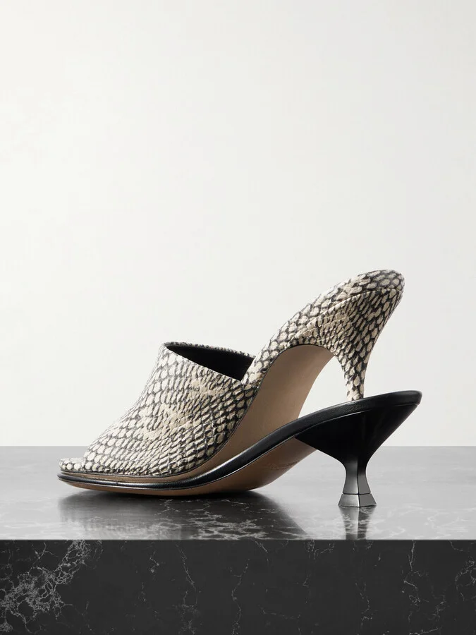 Jacquemus - The Double Snake-effect Leather Mules - Animal print - Image 3