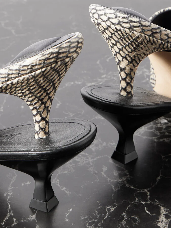 Jacquemus - The Double Snake-effect Leather Mules - Animal print - Image 4