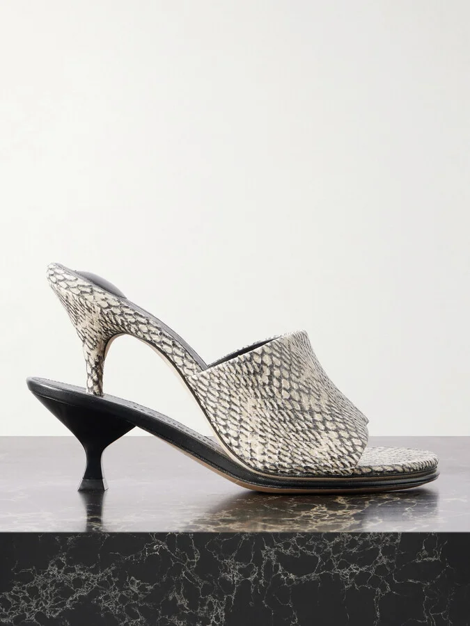 Jacquemus - The Double Snake-effect Leather Mules - Animal print