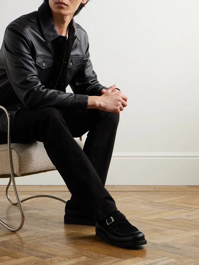 Jacques Leather-Trimmed Suede Monk-Strap Shoes - Image 2