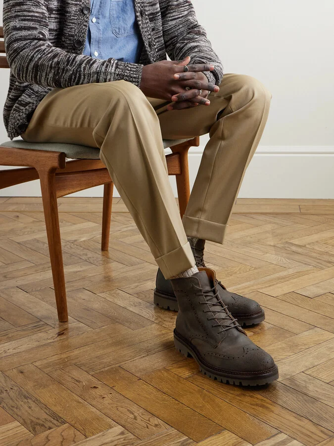 Jacques Waxed-Leather Brogue Boots - Image 2