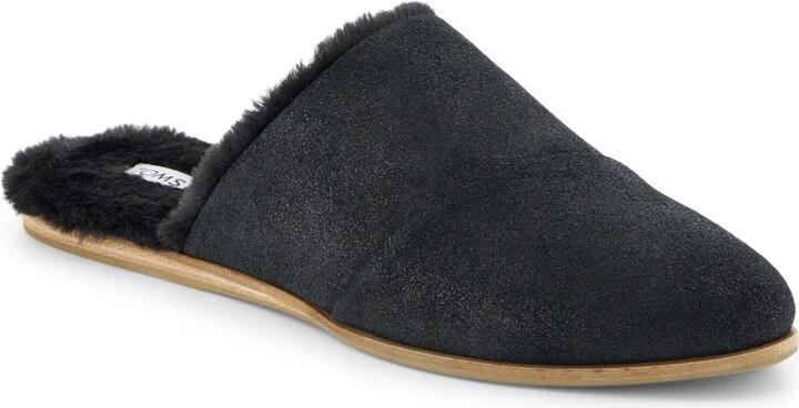 BLACK METALLIC SUEDE/ FAUX FUR