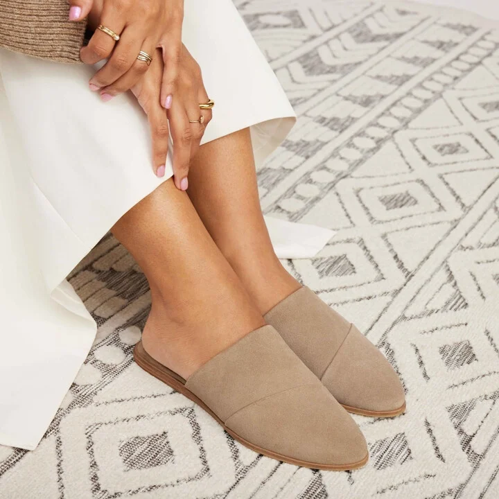 Jade Taupe Suede Slip On Flat - Image 3