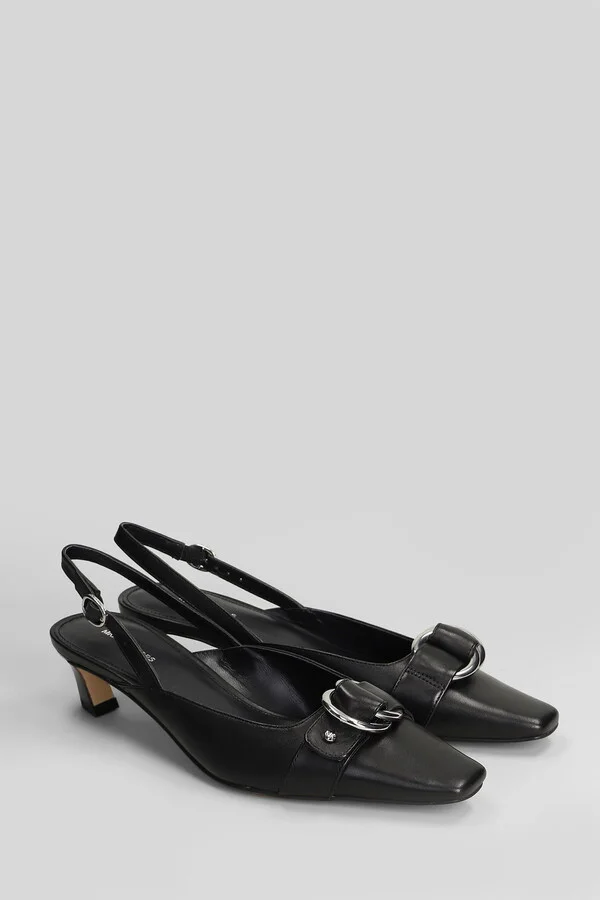 Jaden Kitten Sling Pumps In Black Leather - Image 2