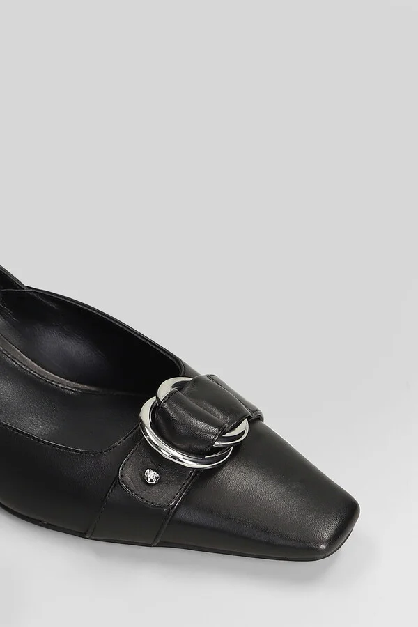 Jaden Kitten Sling Pumps In Black Leather - Image 5