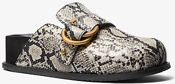 Jaden Snake Embossed Leather Clog