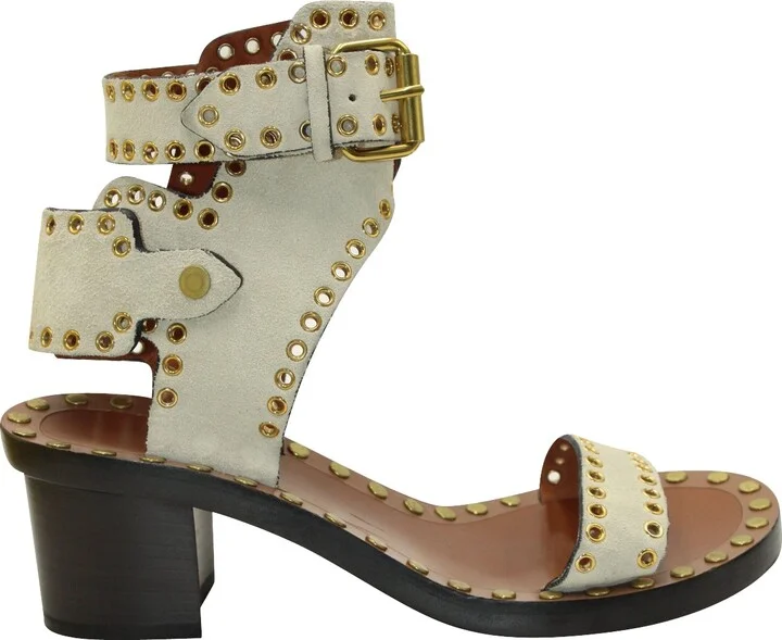 Jaeryn Studded Accents Sandals in White Suede