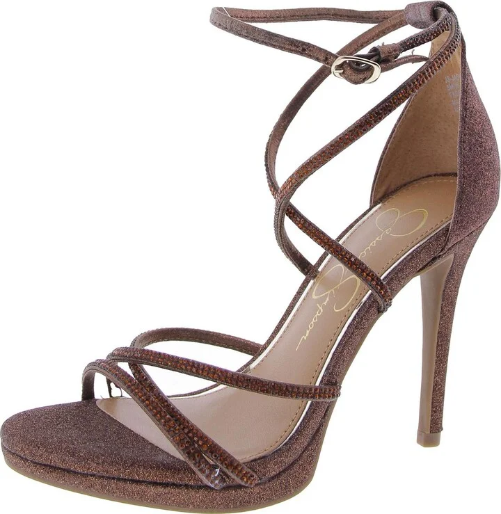 Jaeya Womens Rhinestone Strappy Dress Sandals