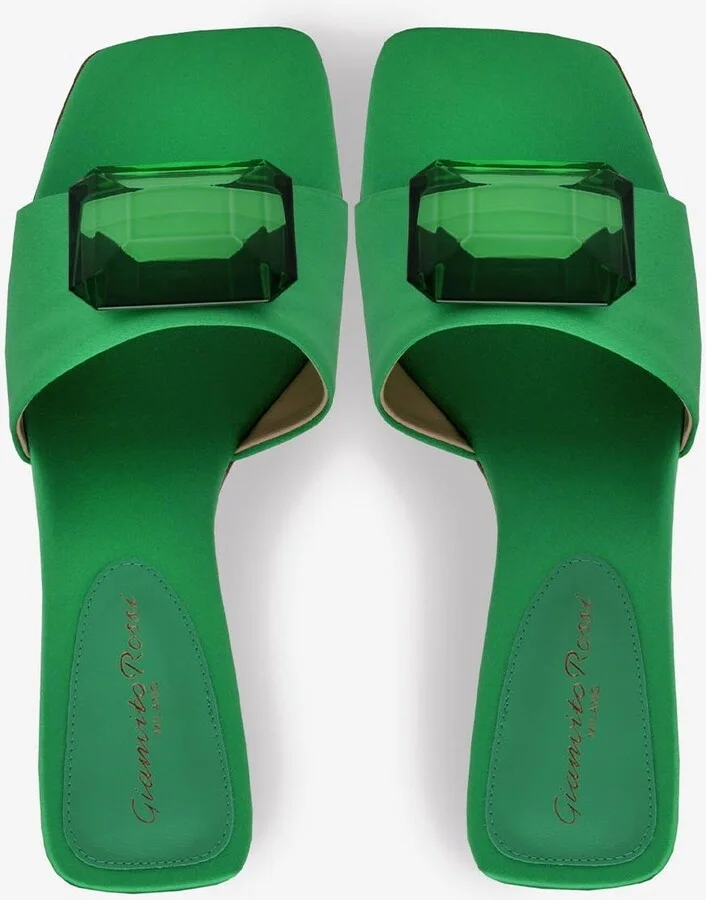 Jaipur 45 Emerald-Cut Gemstone Sandals in Satin - Image 3