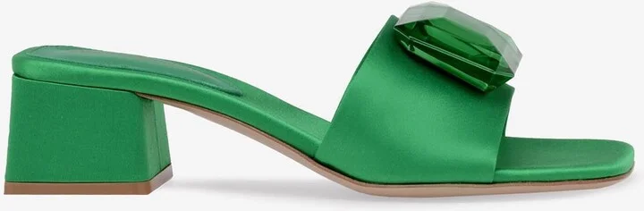 Jaipur 45 Emerald-Cut Gemstone Sandals in Satin