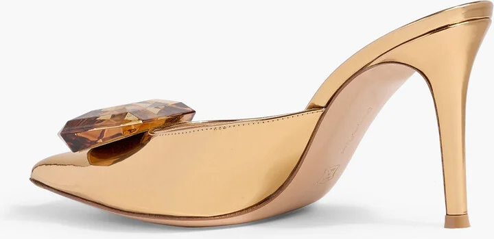 Jaipur 85 crystal-embellished mirrored-leather mules - Image 3