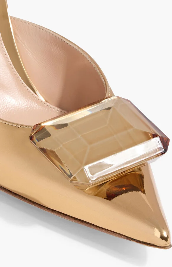 Jaipur 85 crystal-embellished mirrored-leather mules - Image 4