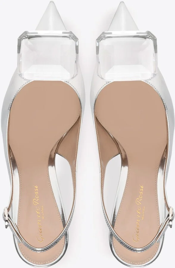 Jaipur 85 Metallic-Leather Slingback Pumps - Image 3