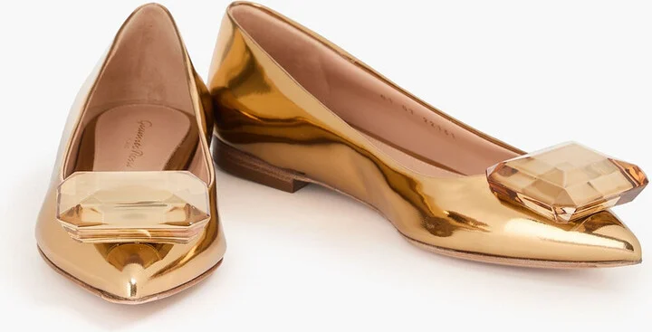 Jaipur crystal-embellished mirrored-leather point-toe flats - Image 2