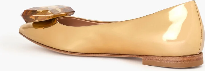 Jaipur crystal-embellished mirrored-leather point-toe flats - Image 3