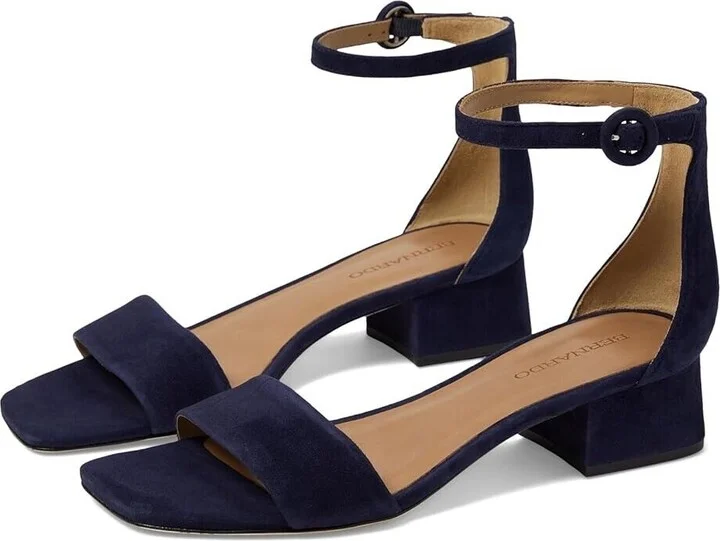 Jalena Sandal Womens 9.5 Dark Navy Suede Ankle Strap Block Heel ZPO1898