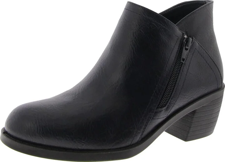 Jalia Womens Faux Leather Zip Up Ankle Boots