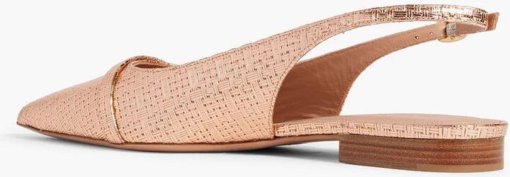 Jama 10 embossed metallic leather slingback point-toe flats - Image 3