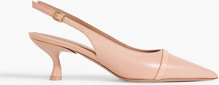 Jama 45 smooth and patent-leather slingback pumps