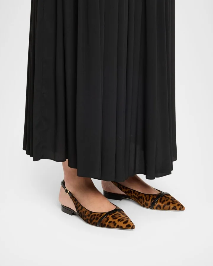 Jama Leopard-Printed Calf Hair Slingback Flats - Image 2