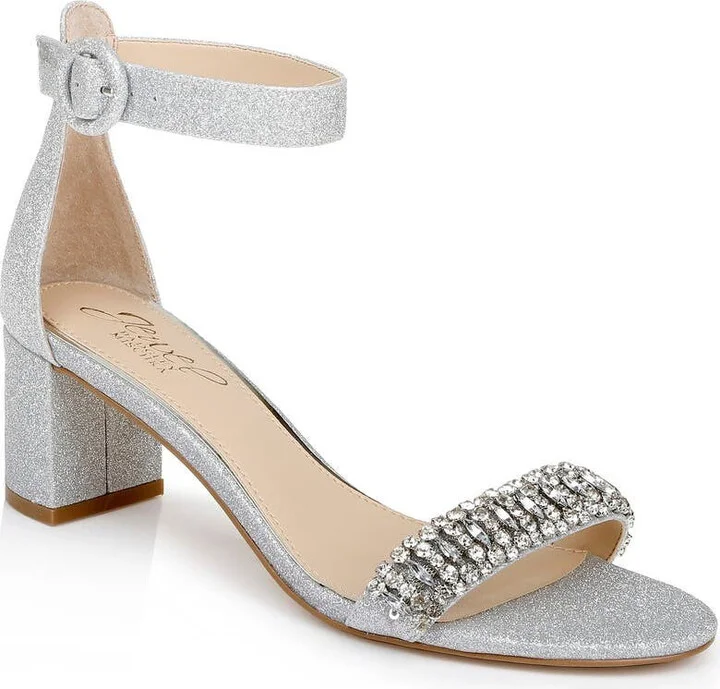 James Sandal Women's 7.5 Silver Glitter Block Heel ZPO3597