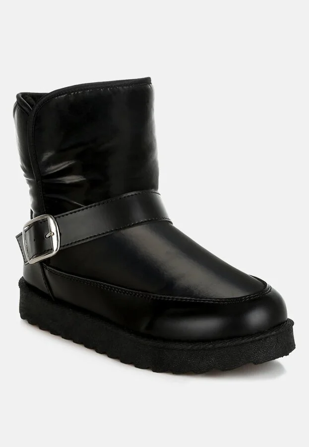 Jammy Buckle Strap Puffy Ankle Boots - Image 4